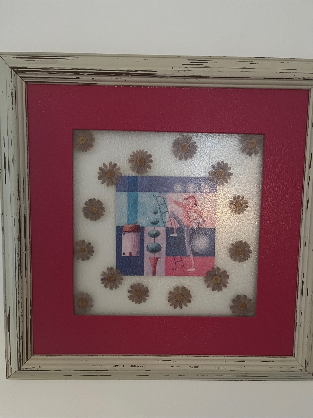 Decorative Floral Framed Wall Art - Pink Mat   Patient Girl  set of two .